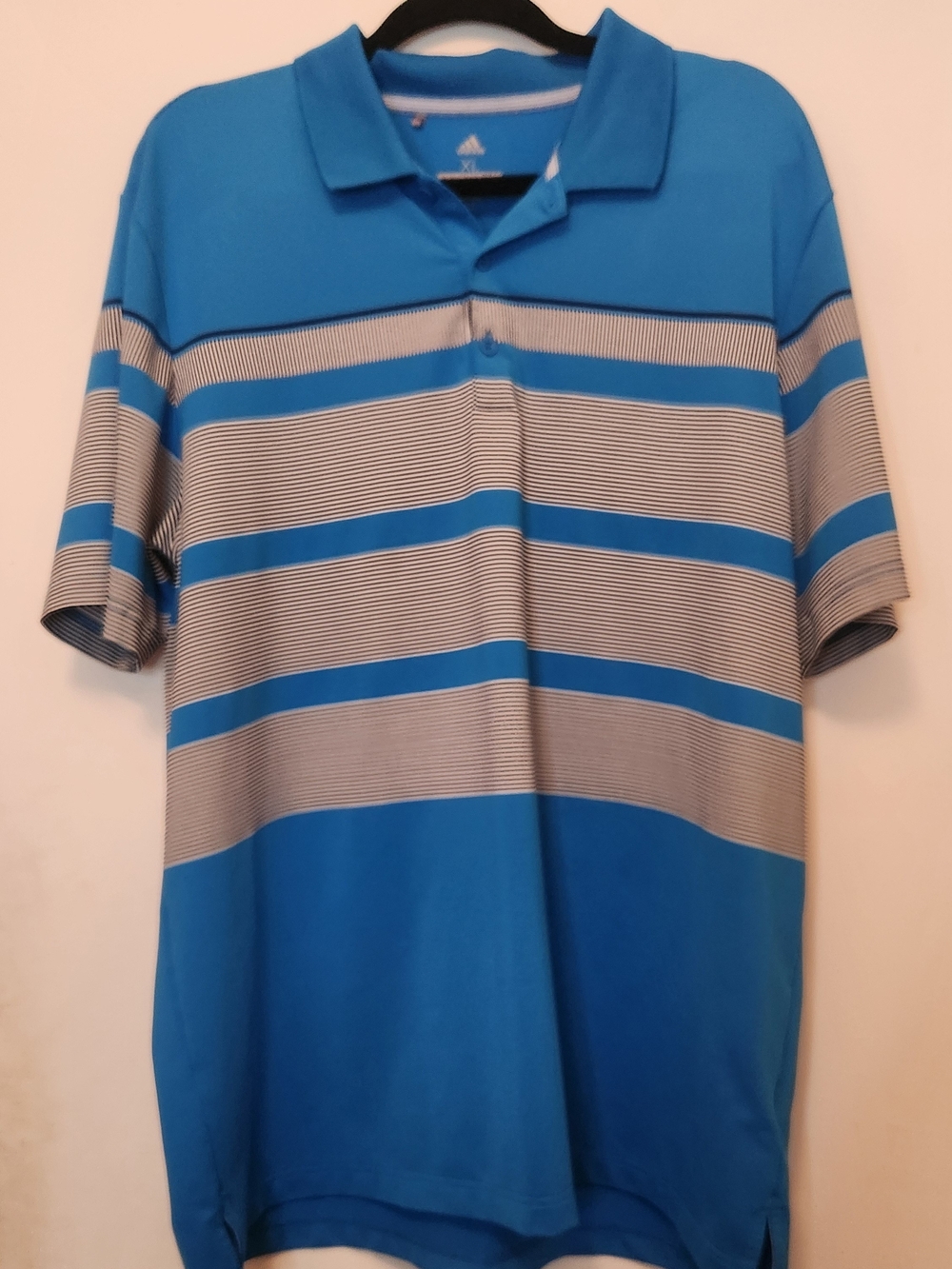 adidas Men's Blue and Gray Striped Golf Polo Size XL